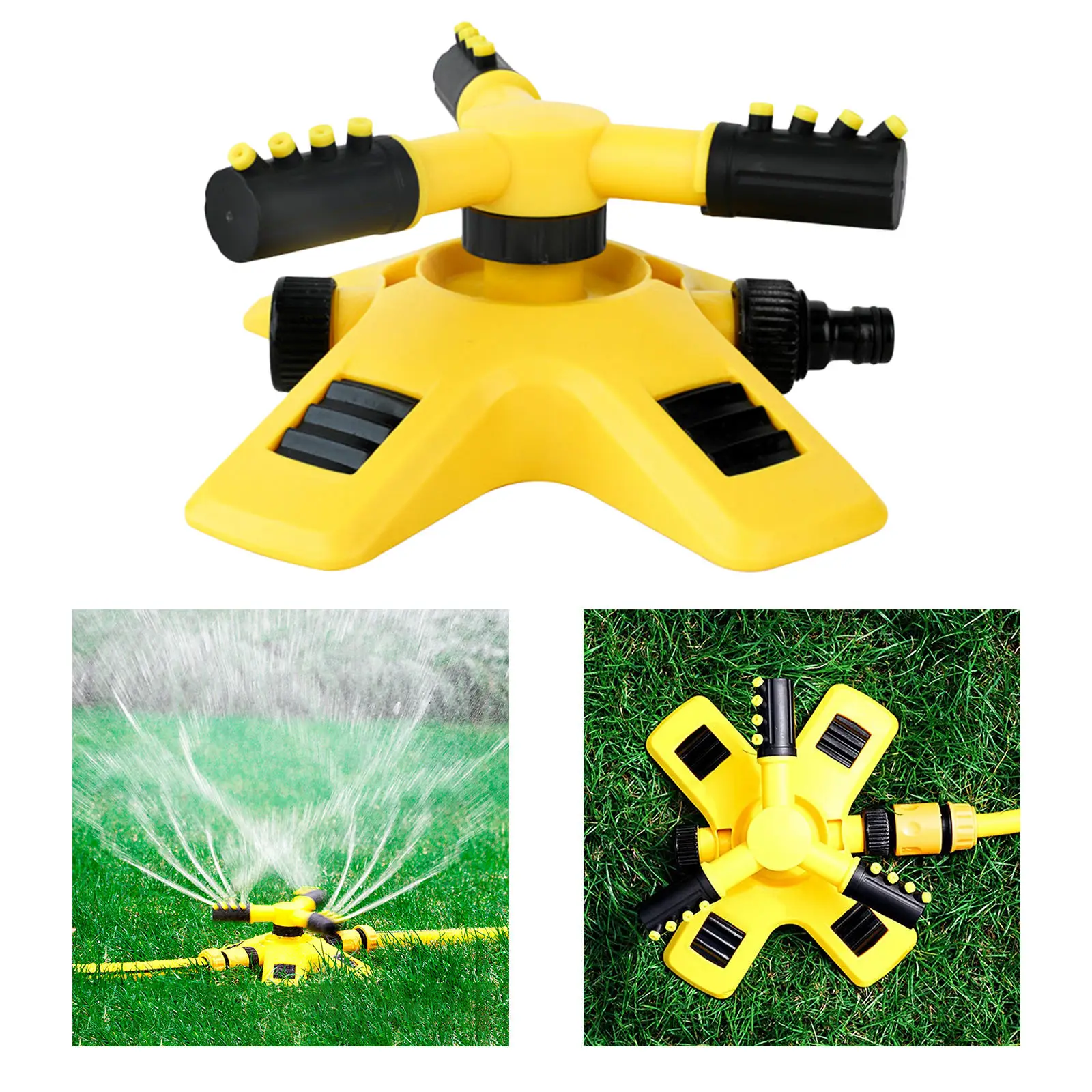 Lawn Sprinkler 3-Arm Oscillating Garden Grass Watering Sprayer Sprinklers