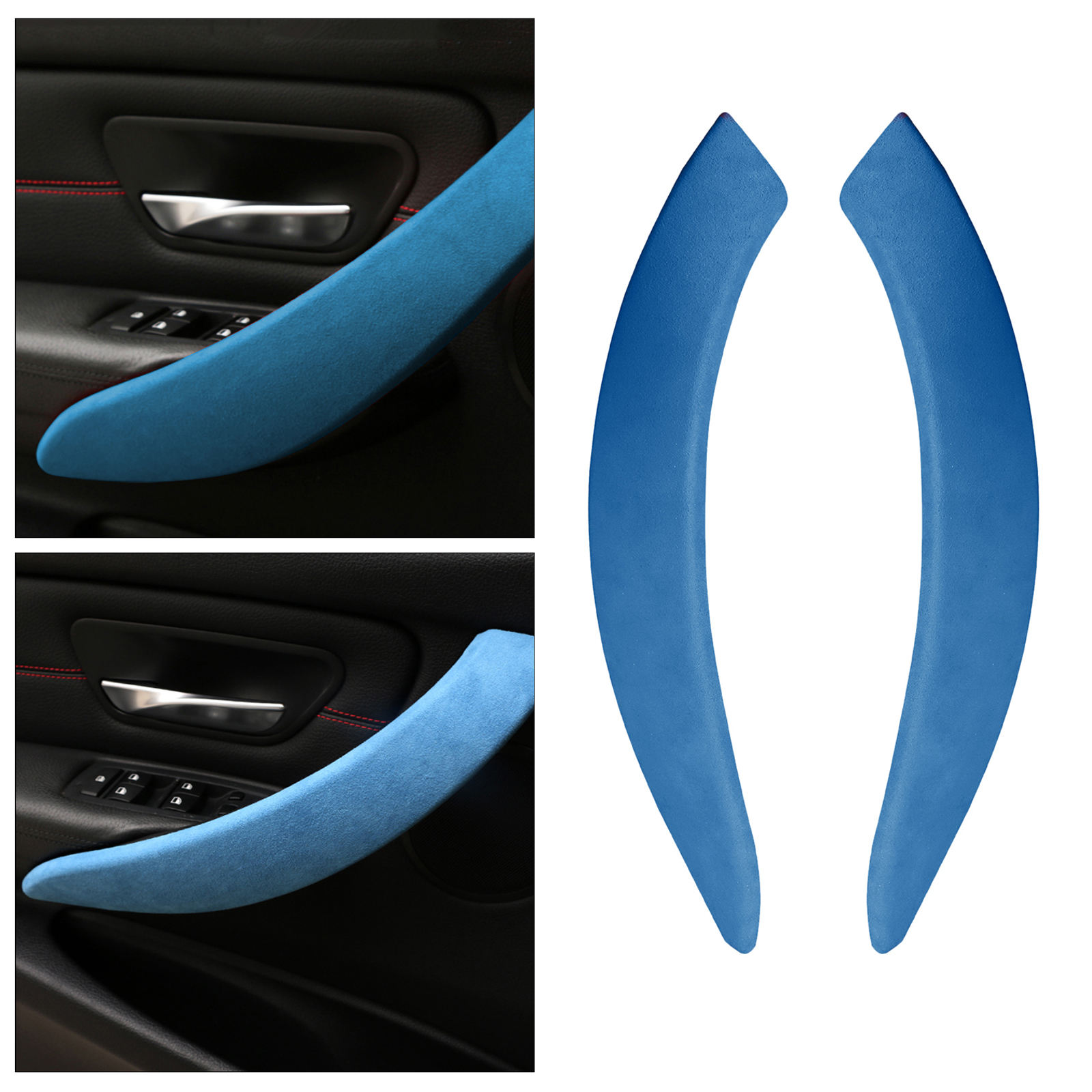 2x Left Right Interior Car Door Pull Handle, Armrest Trim Strap Compatible with BMW F30 F34 F36 Car Replacement Parts Acc