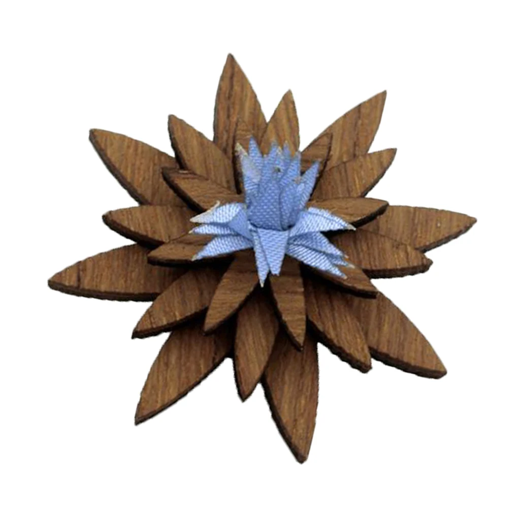 Mahoosive Mens Wedding Party Suit Corsage Wood Lapel Flower Wooden Brooch Pin 