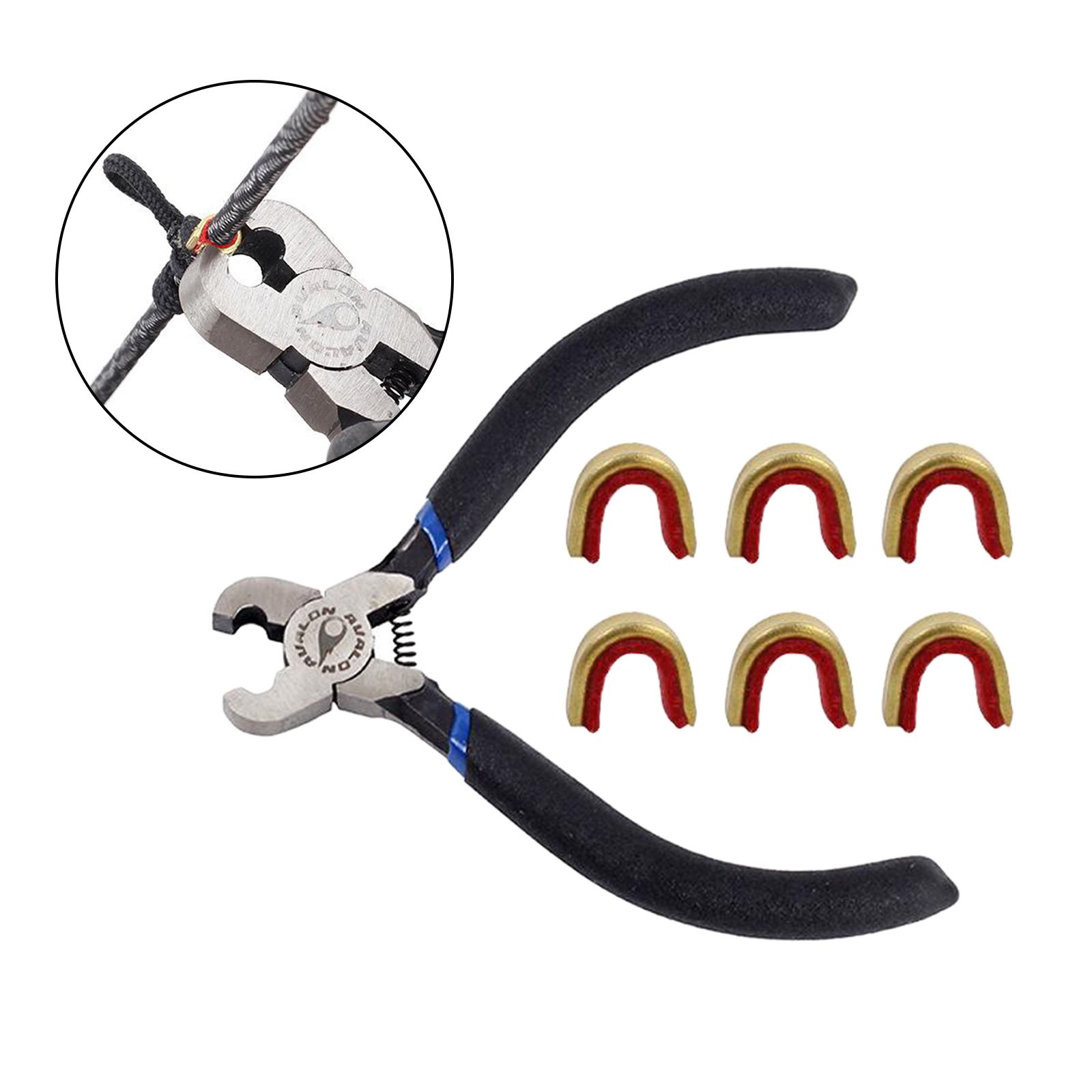 Durable Archery Bow String Nocking Points Pliers String Tool Set with 6 Pieces Brass Nocking Buckle for Compound Recurve Bow