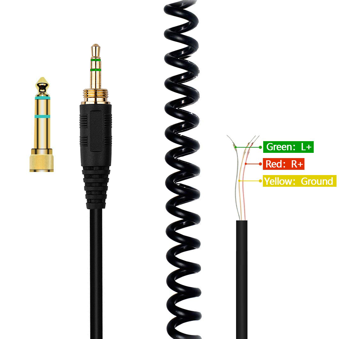 Replacement Cable Extension Spring Coiled Cord for Audio-Technica ATH-AD500X ATH-AD700X ATH-AD900X ATH-A550Z ATH-A900Z Headphone