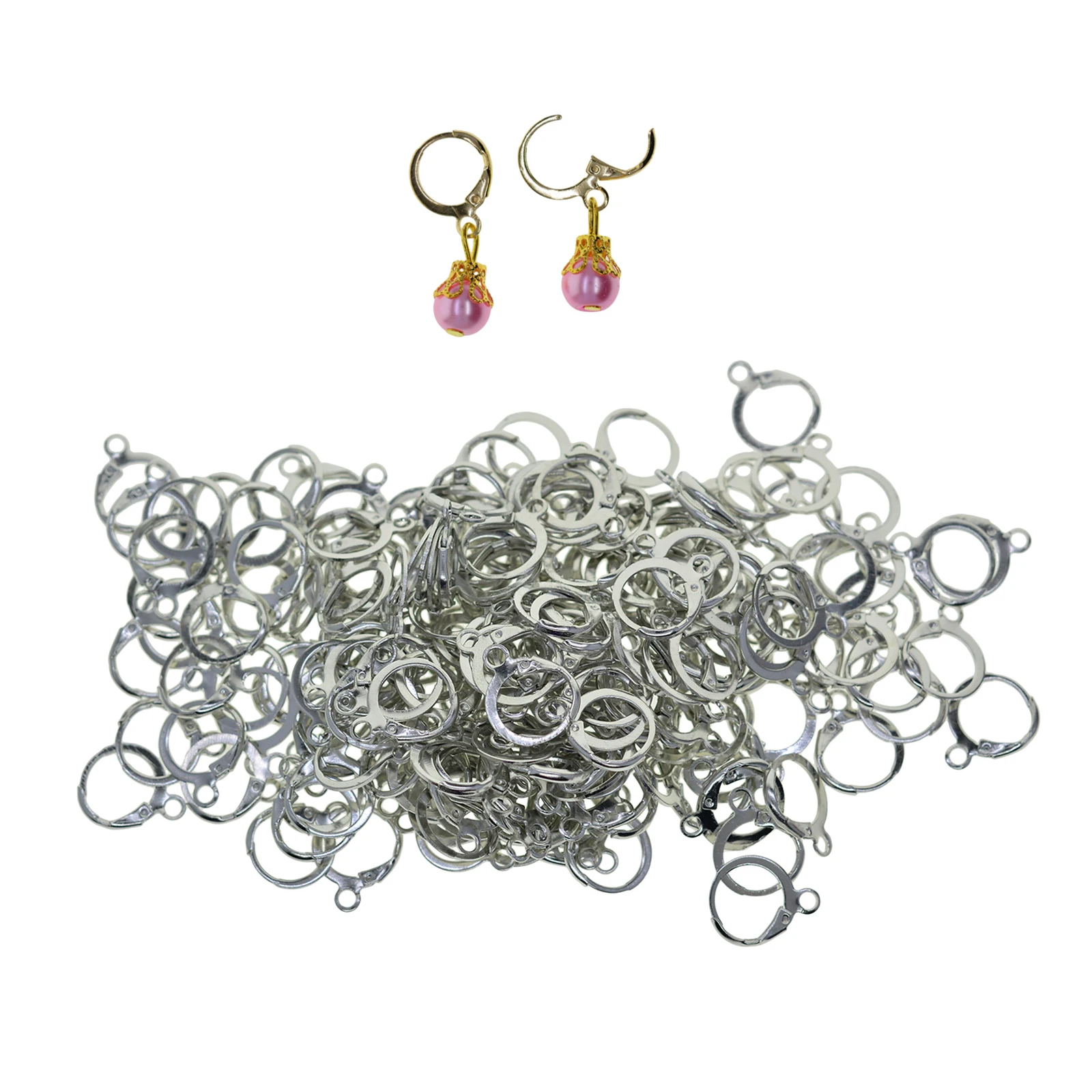 200x Iron Lever Back Earring Hooks Silver Dangle Ear Wire for Jewelry Making