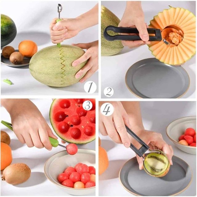 2pcs Kitchen Vegetable Carve Fruit Slicer Device Scoop Ballers Cutter Chop  Gadgets - Fruit & Vegetable Tools - AliExpress