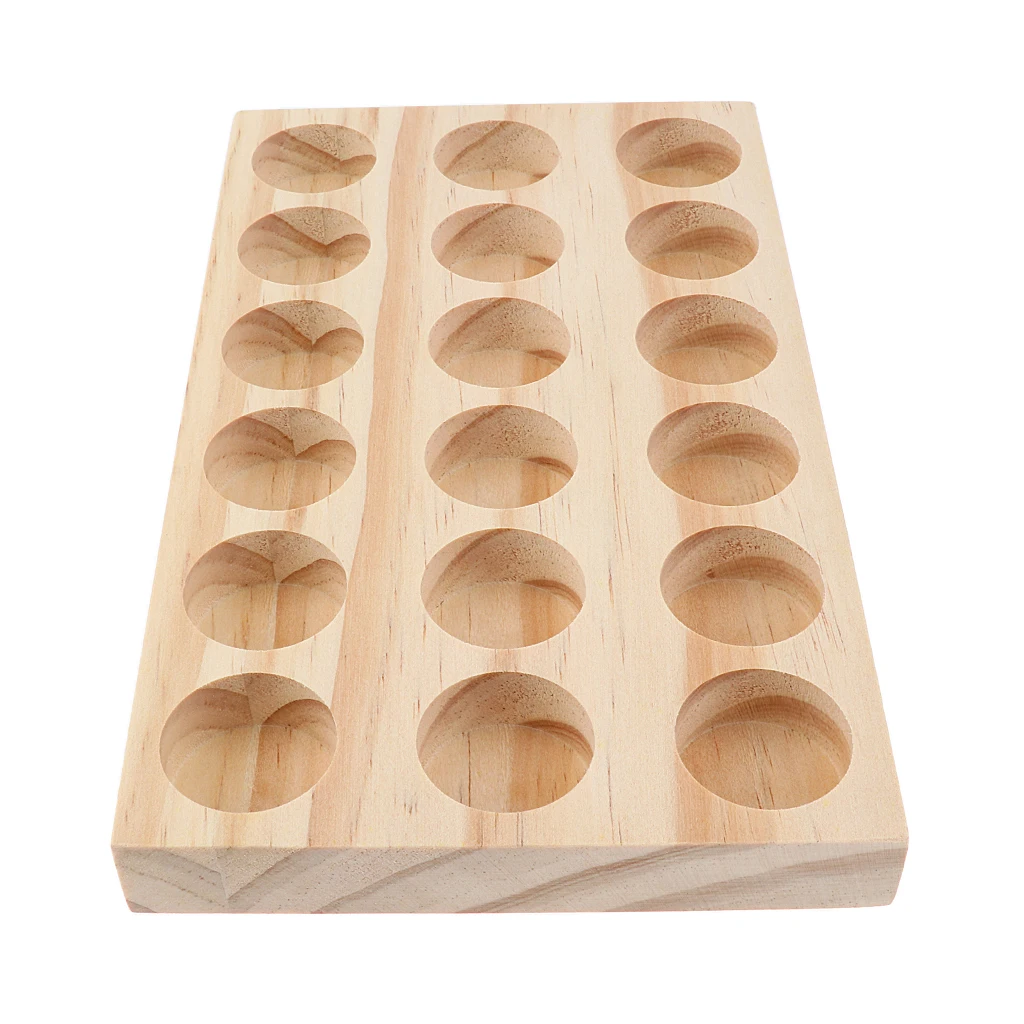 NATURAL WOOD Perfume Cosmetic Makeup Essential Oil Display Storage Organizer Rack Stand for 17 Pieces 30ml Vials