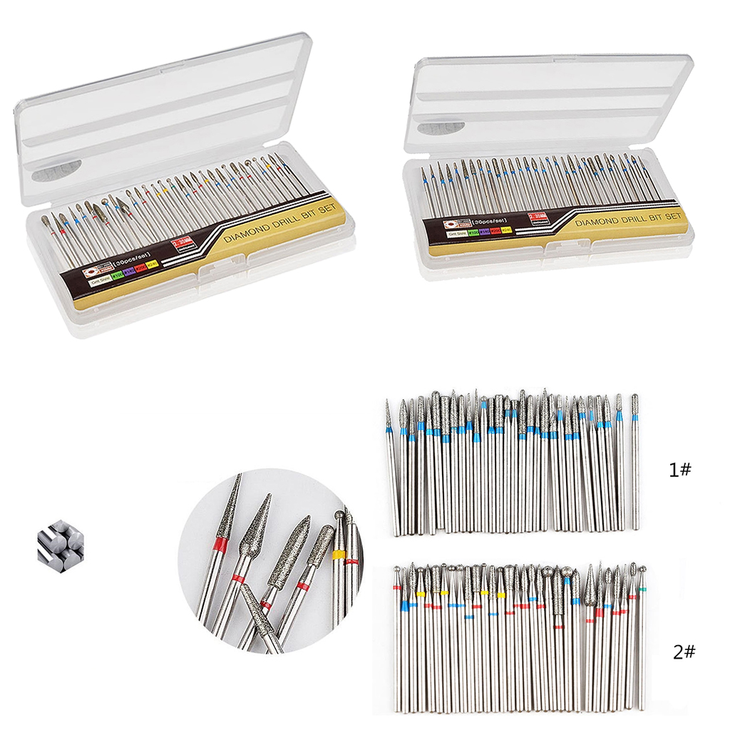 30 Types Diamond Nail Drill Bit Rotary Milling Tungsten Steel Metal Bits Set for