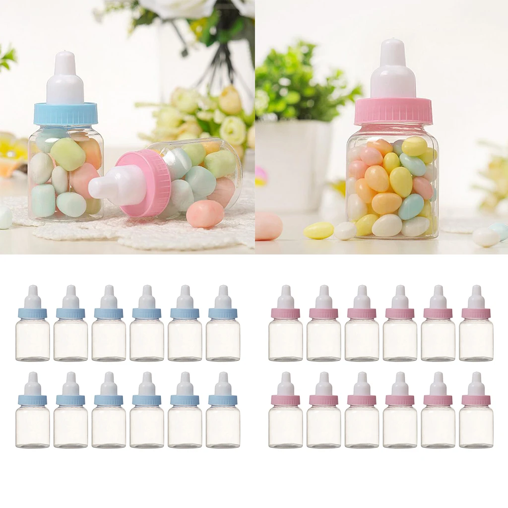 12pcs Baby Bottle Design Plastic Candy Box Bottle Boy Baby Shower Party Favors Gift Bags Kids Children Toys