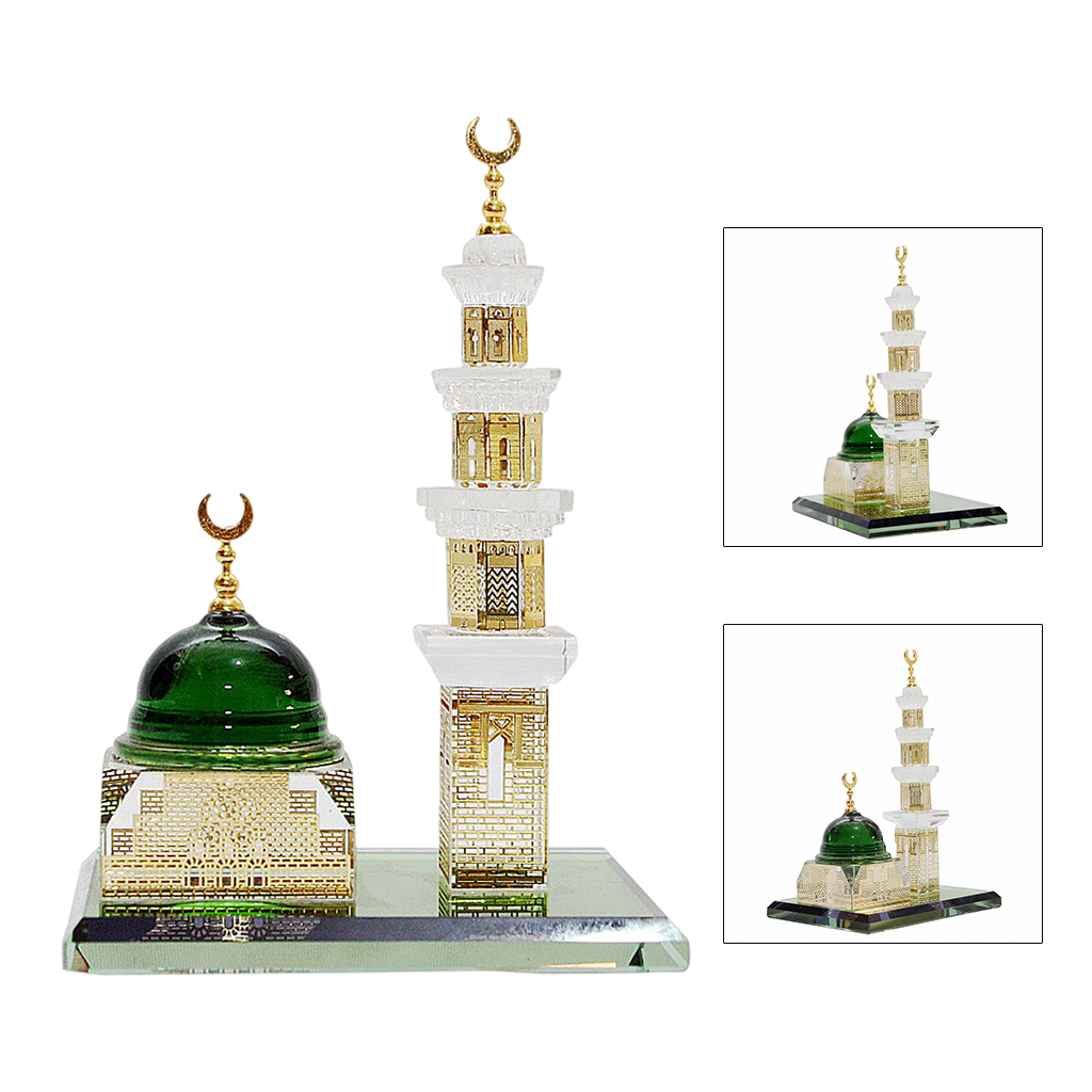 Crystal Figurines Home Decor Muslim Kaaba Dome Tower Statue Miniature Desktop Car Islamic Architecture Ornament