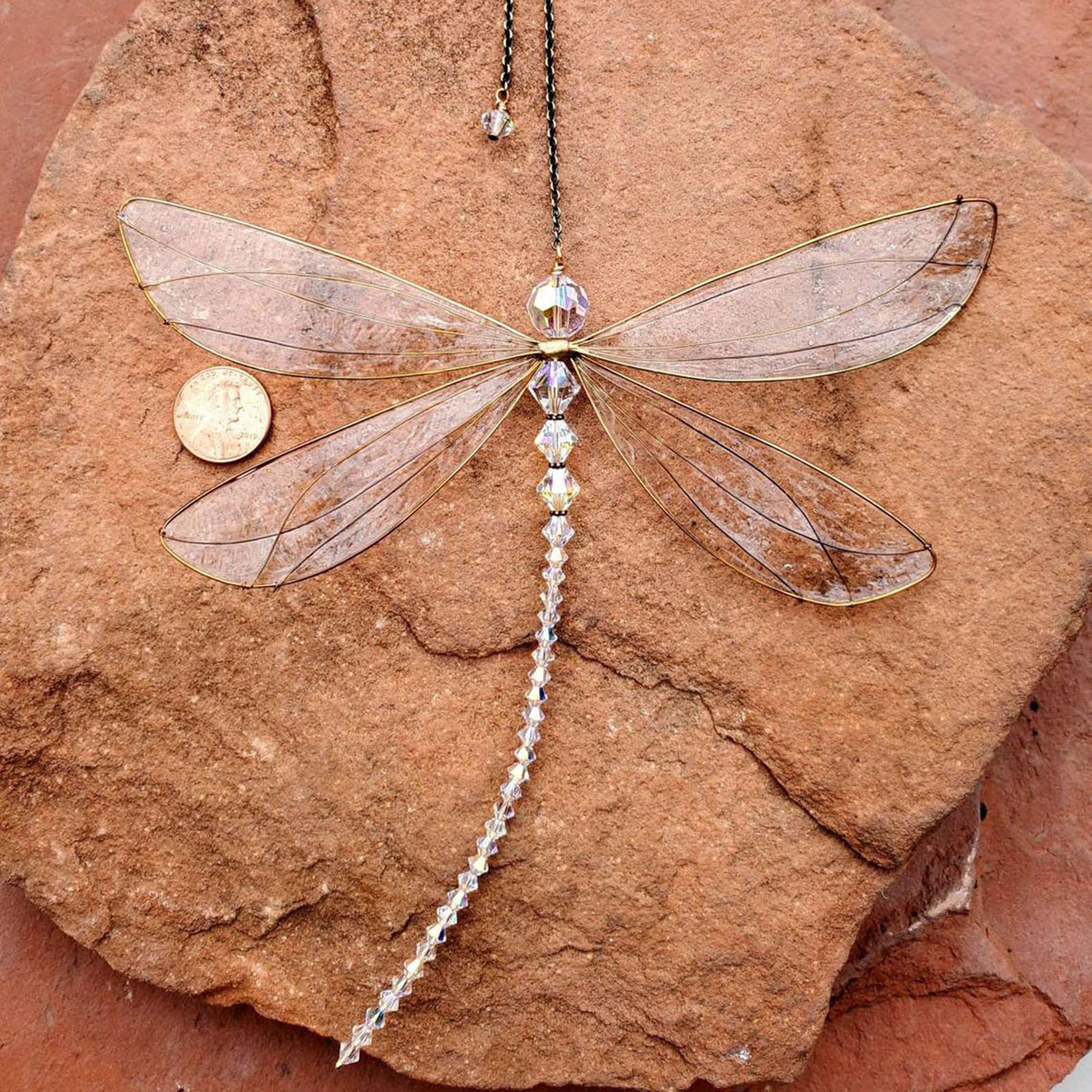 Dragonfly Crystal , Dragonfly Window Hanging Decor, Crystal  Dragonfly Pendant Ornament for Patio Garden Lawn