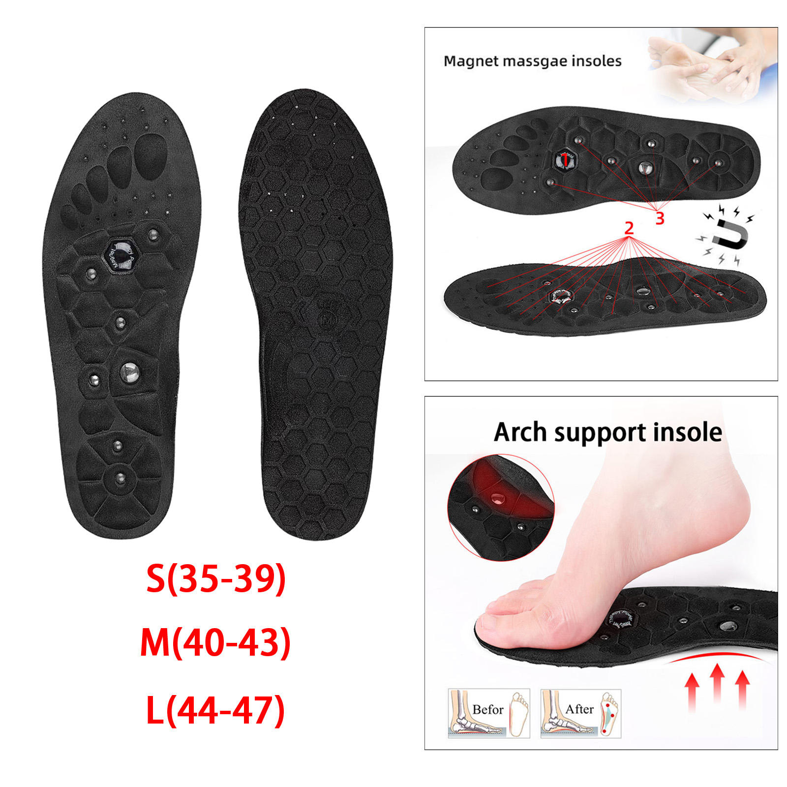 Magnetic Massage Insoles Reflexology Shoes Soles for Foot Adults Relieve Body Pressure