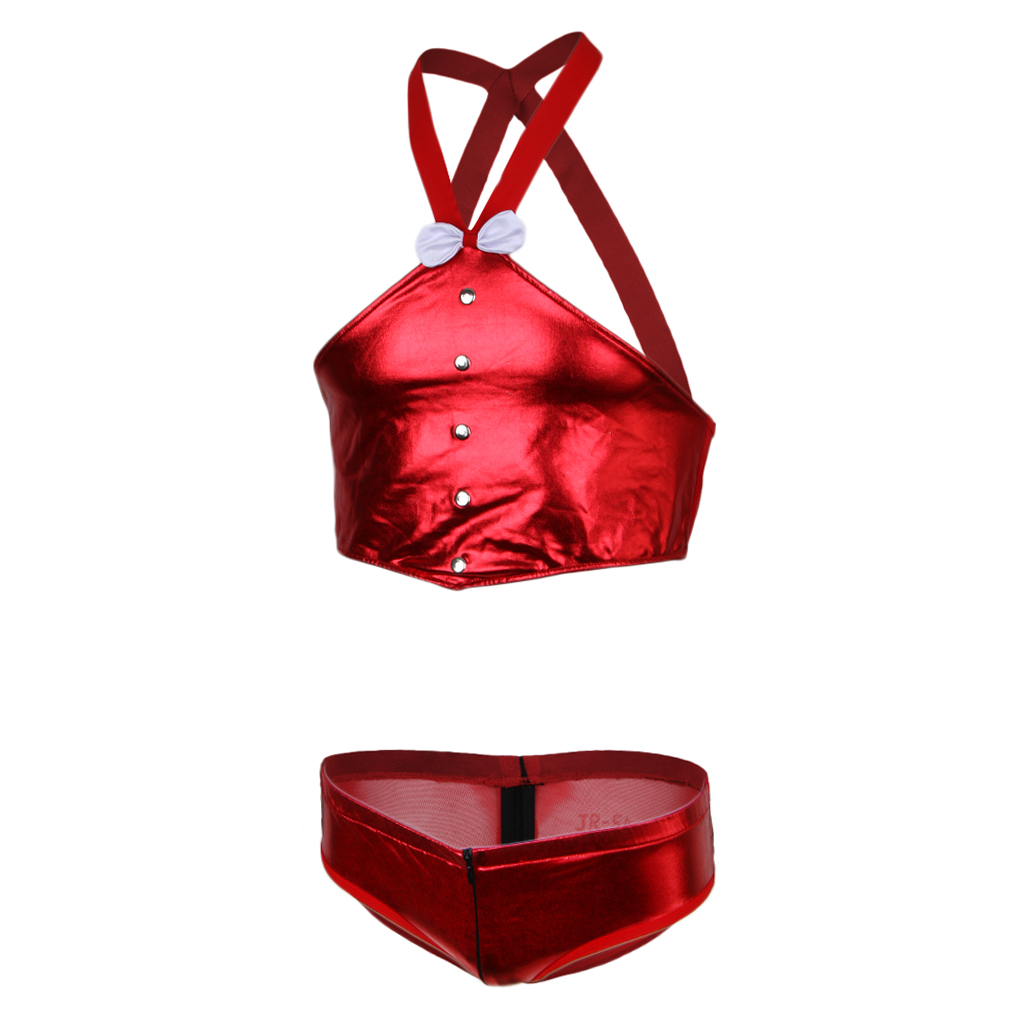 Men's Mentalic Halter Neck Body Chest Harness Belt Lingerie with Underpants