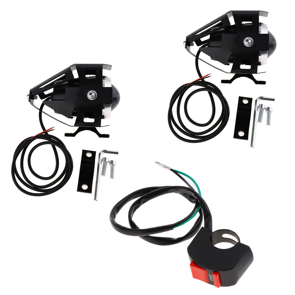 2PCS Motorcycle LED Headlight 125W 3000LM U5 Waterproof Driving Spot Head Lamp Fog Light Switch Motor Accessories 12V 6000K