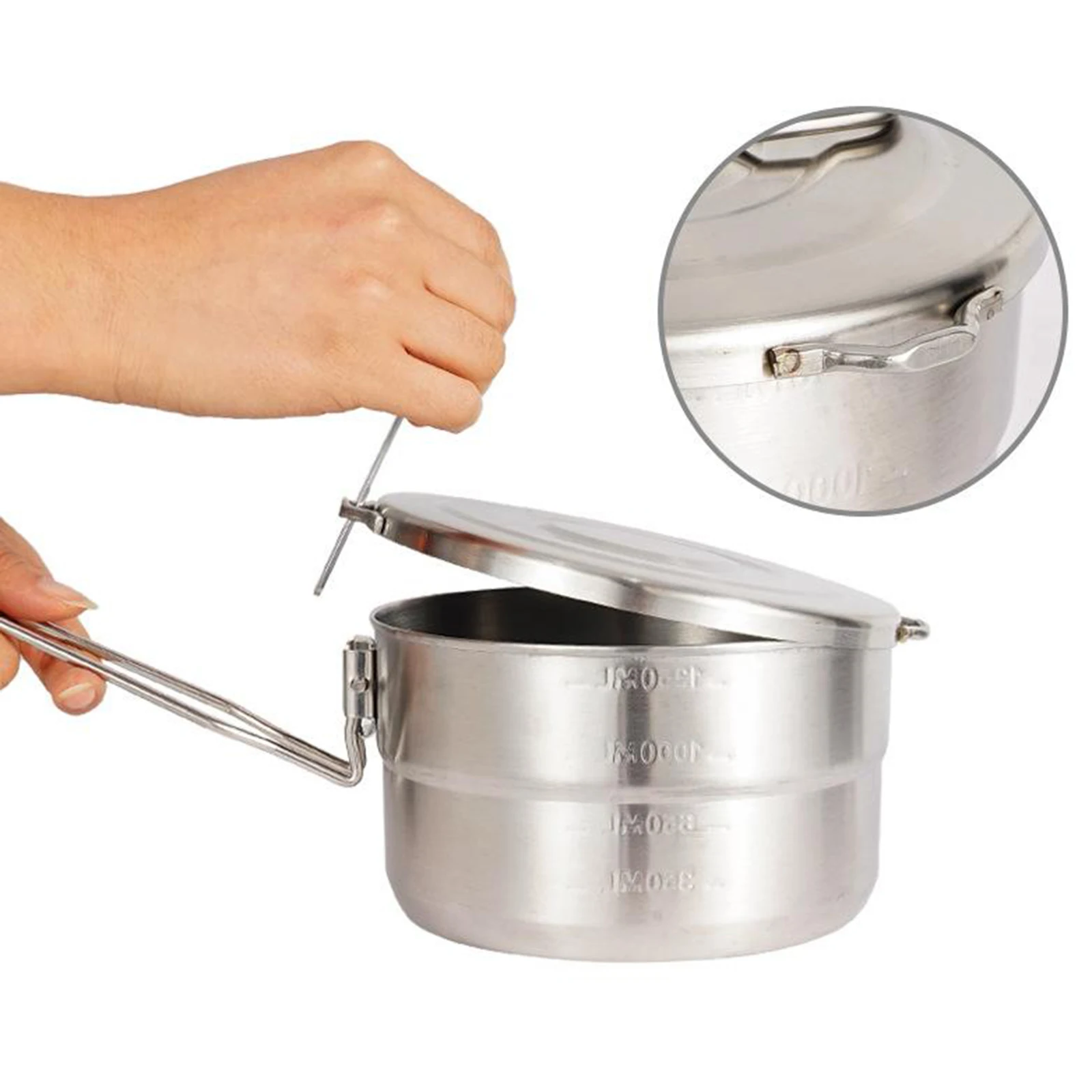 Stainless Steel camping Rice Bowl with Lid Food Container Mixing Bowl