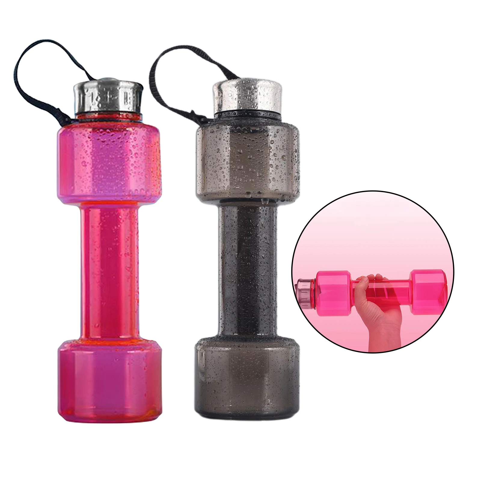 Creative Dumbbell Plastic Bottle Sports Water Bottles Portable Leakproof Weight Barbell Home Gym Bodybuilding Equipment