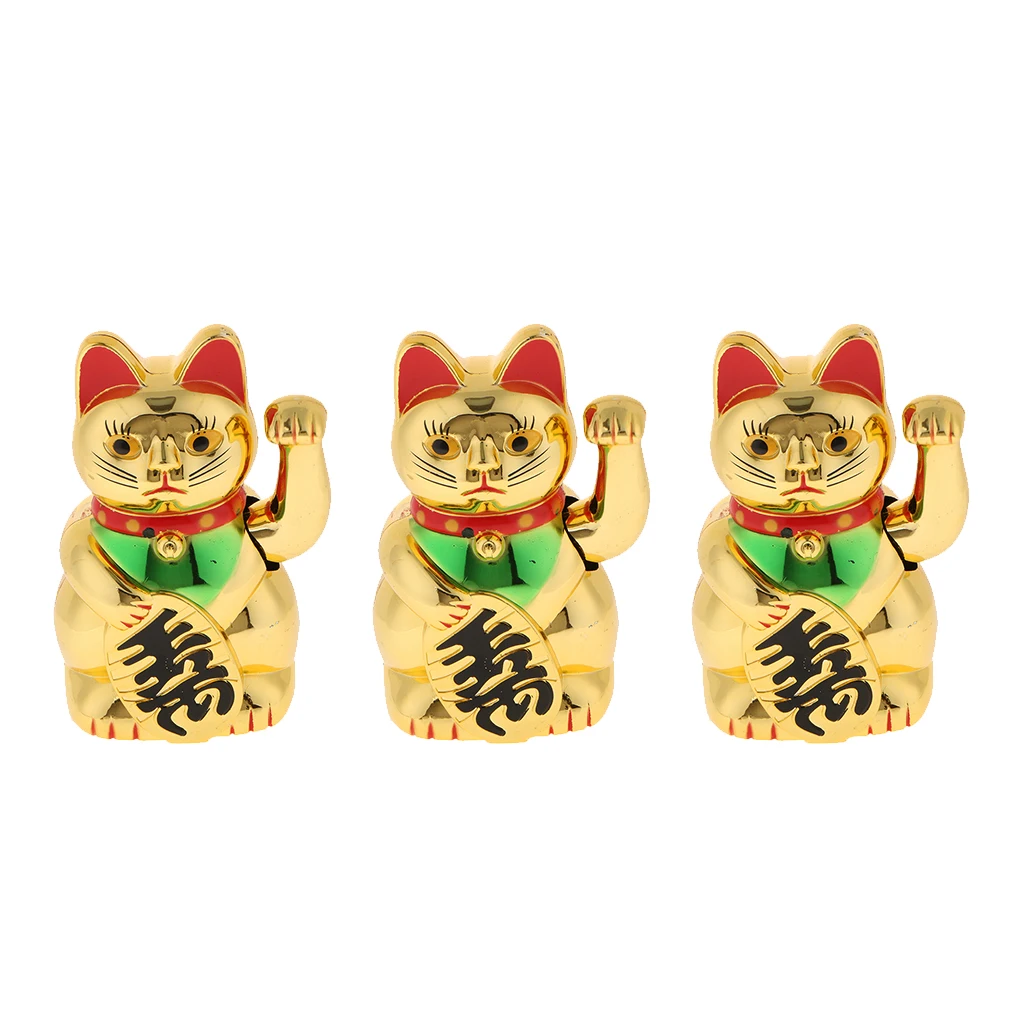 Chinese Lucky Waving Gold Cat Feng Shui Figure Moving Arm Electric Waving Cat Ornament