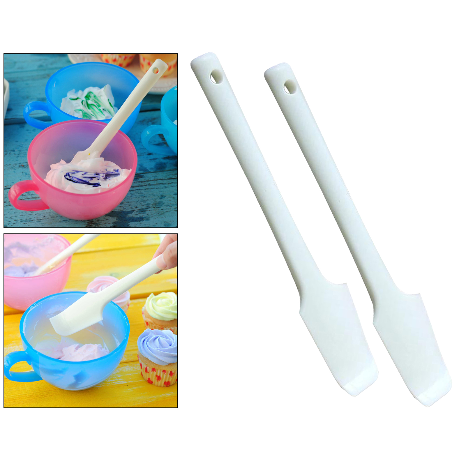 Pack of 2 Silicone Spatulas, Heat-Resistant Non-Stick utter Cake Cream Spatulas Mixing Batter Baking Scrapers, 8inch