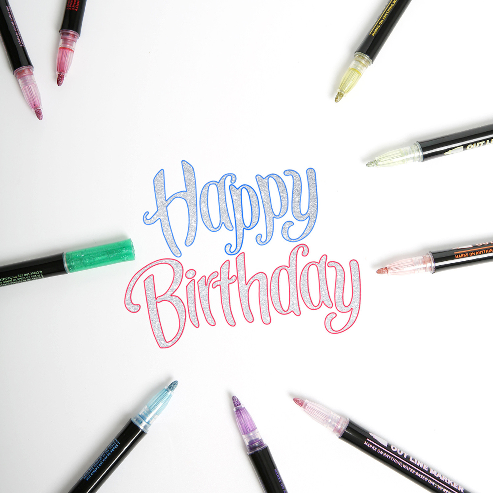 контурные фломастеры. двухцветные фломастеры. Double line маркеры. контурные маркеры. цветов двухстрочный контур художественная ручка маркер ручка.