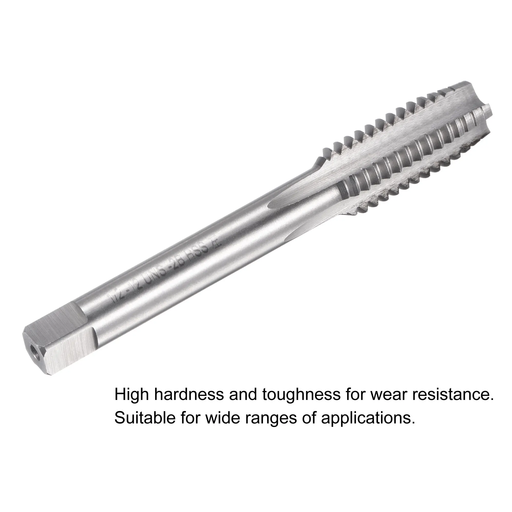Left Hand Machine HSS uxcell Thread Milling Threading Tap 1/2-12 UNS 6542 Uncoated 4 Straight Flutes 2B Tolerance Grade High Speed Steel 