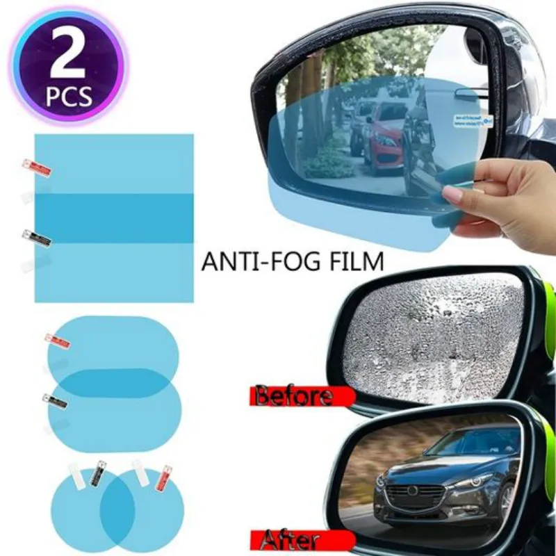 2 Rainproof Car Rearview Mirror Sticker Anti-fog Protective Film Membrane Shield 