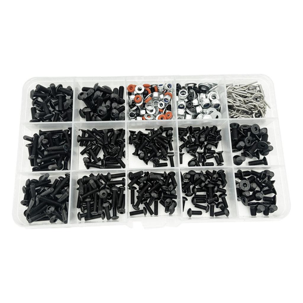 RC Screw Kit 1/10 Flat/Round Head Car Parts DIY with Storage Box Screw Set for Sakura D4