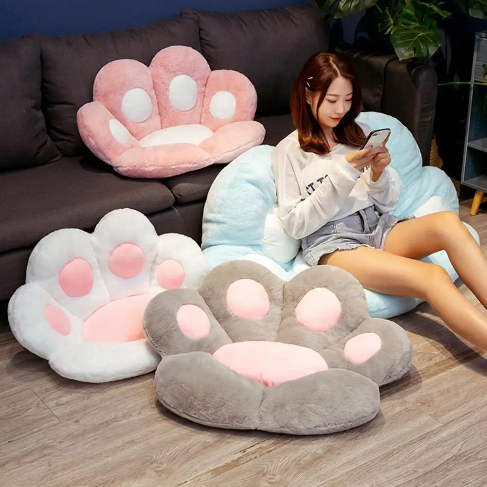 large cushions Cartoons Chair Cushions 2 Sizes Cat Paw Plush Seat Cushion Skin-Friendly PP Cotton Desk Seat Backrest Pillow For Home Decoration chair cushions indoor