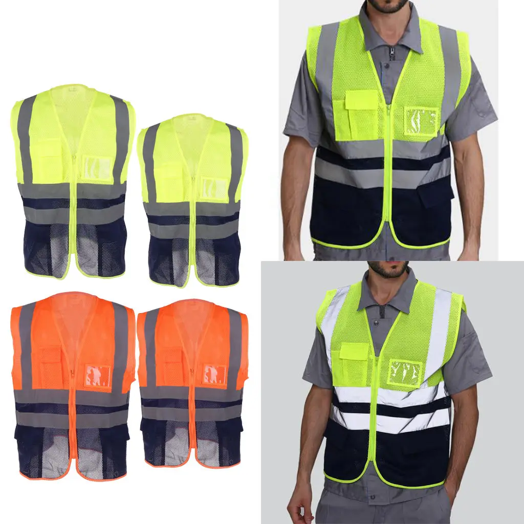 High Visibility Reflective Vest Safety Hi-Vis Jacket For Running Cycling V2I1 