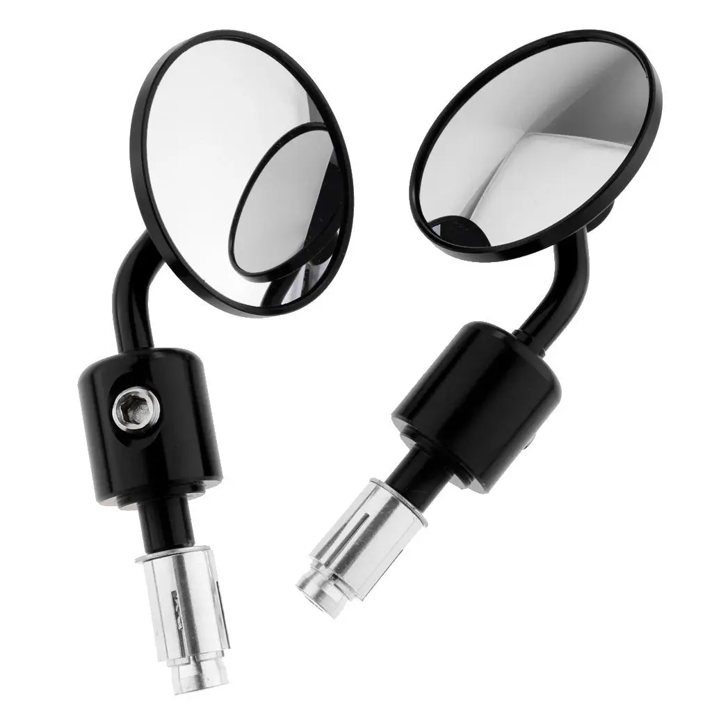 2Pcs Motorcycle Rearview Mirrors Round 7/8inch Bar End,1 SET Left & Right,Multiple position Adjustments