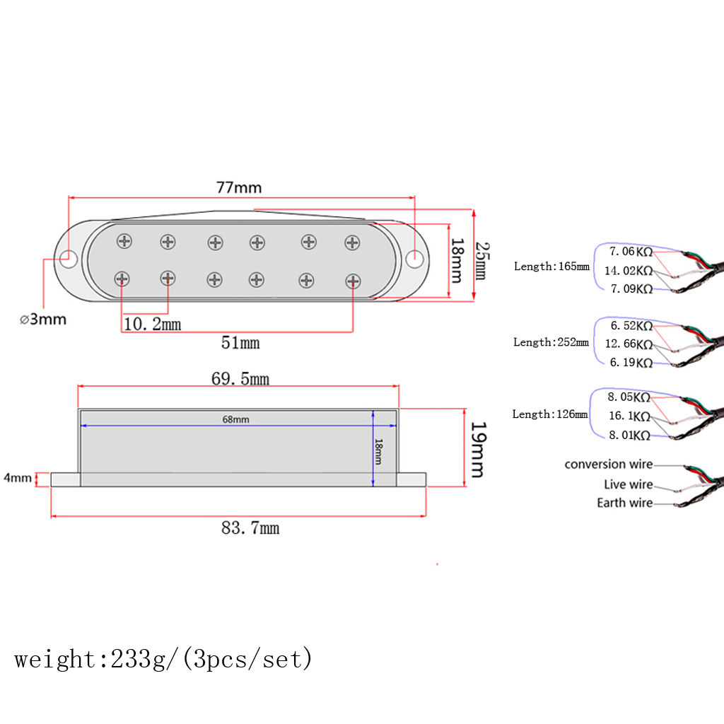1 Set Alnico V Humbucker Pickup M / N / B Electric Accessories Set of