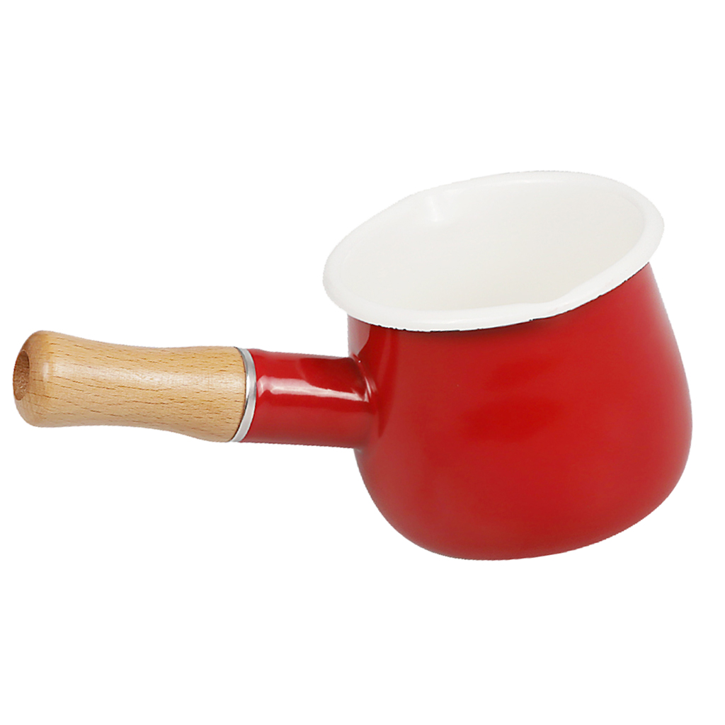 Small Enamel Milk Pan Butter Coffee Milk Warmer Mini Butter Chocolate Melting Pot Sauce Cooking Pan with Easy Spout