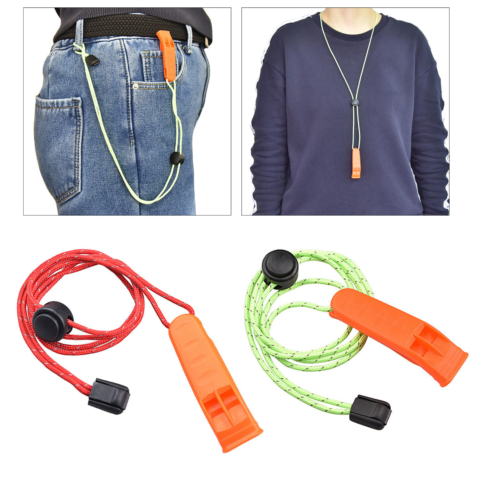 Plastic Emergency Whistles Portable Outdoor Survival Whistle Loud Sound with Lanyard for Camping Hiking Kayak Fishing Lifeguard