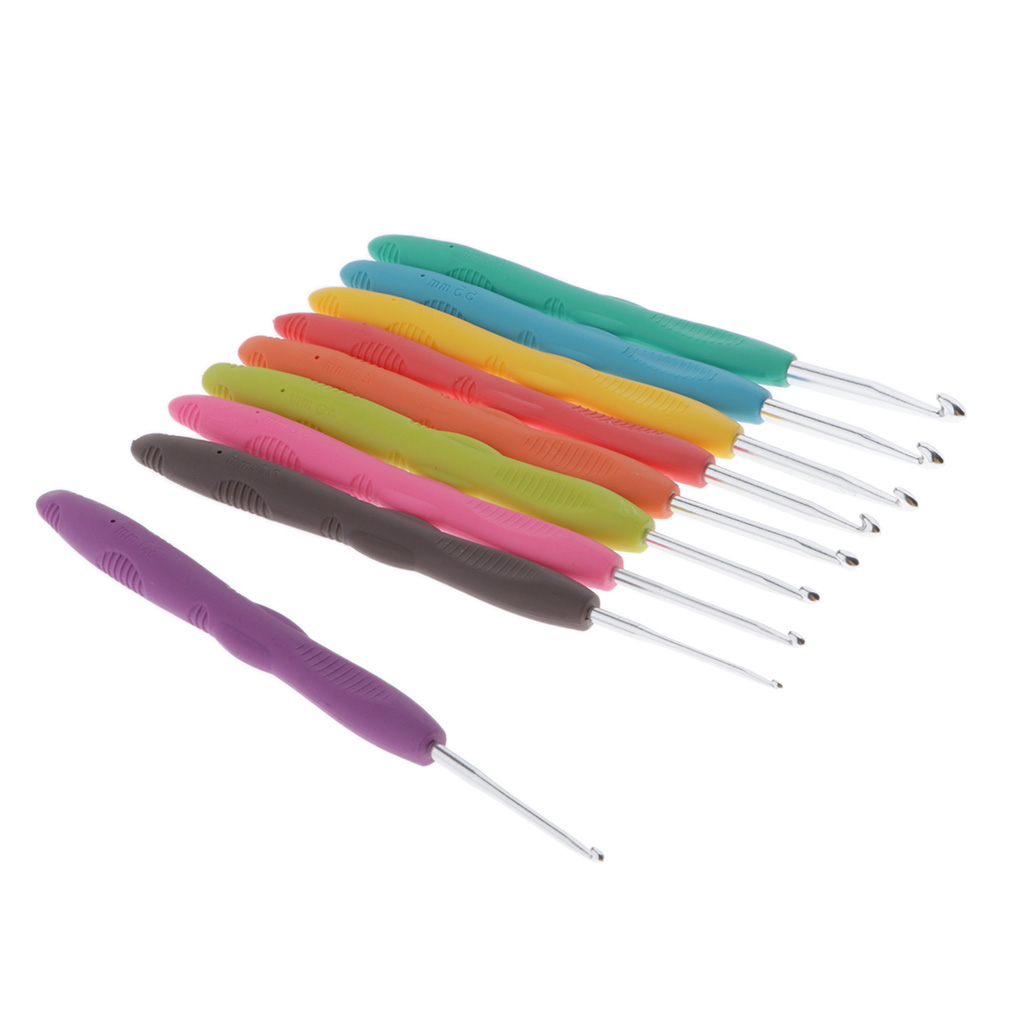 9 Sizes Crochet Hook Needle Set Ergonomic Handle Knitting Needles 2mm-6mm