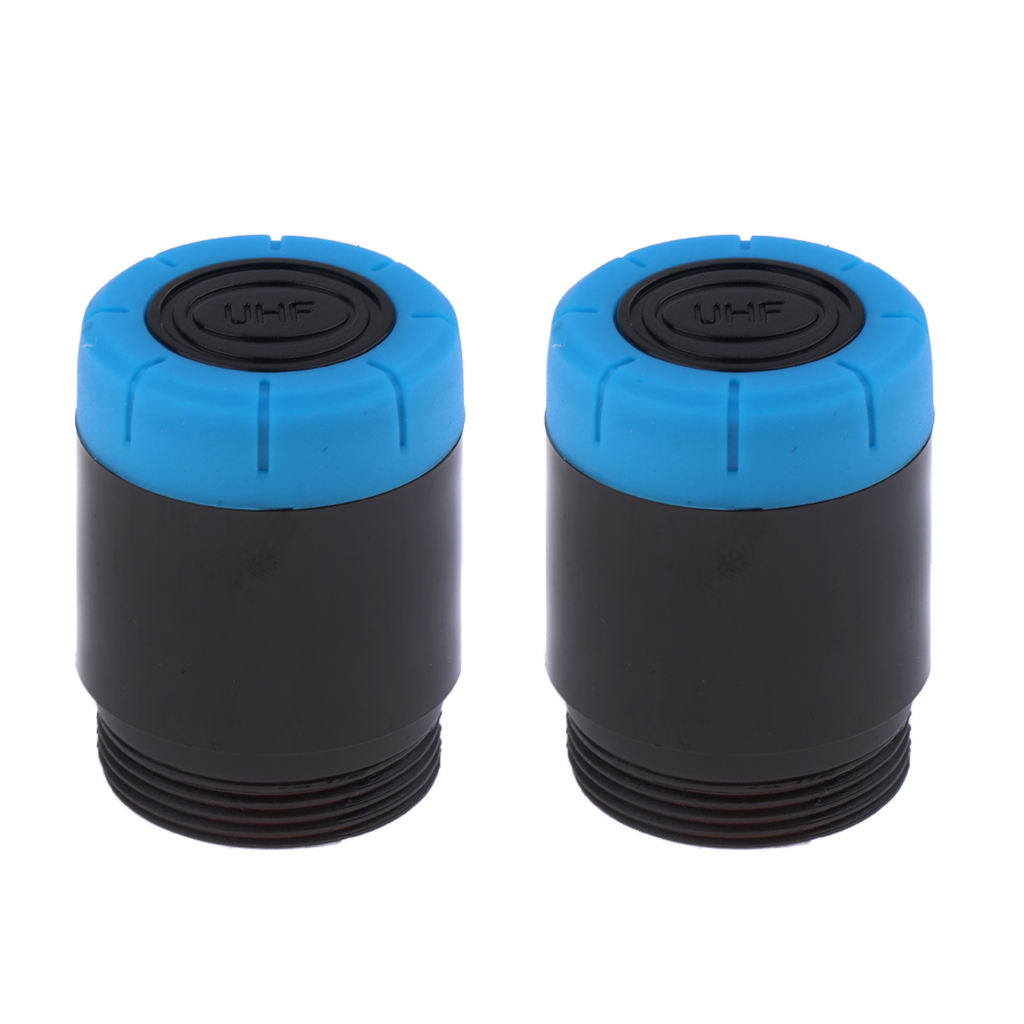 2 pcs Replacement Mic Battery Screw On /cup/cover For Microphone Black&Blue