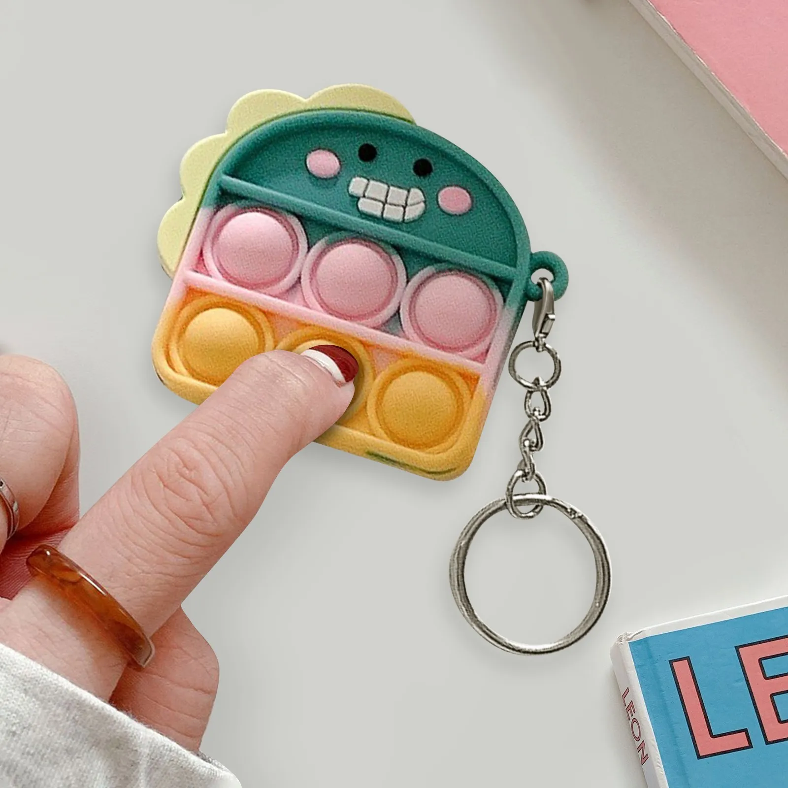 Cheap Mini Push Bubble Sensory Fidget Toys Keychain Simple Dimple Squishy Anti Stress Reliever For Adult Kids Popite Fidget Toy atomic nee dohs