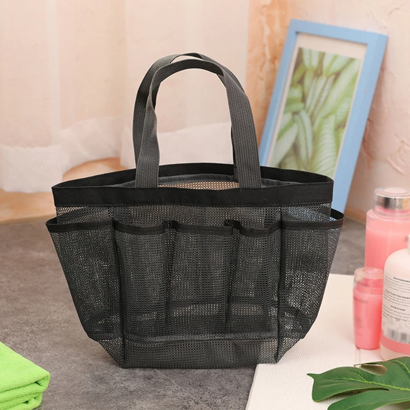Room Essentials New Mesh Carry Shower Caddy Tote Bag Dorm Essentials Grey 