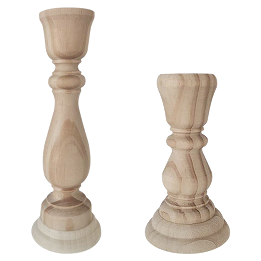 Unfinished Pillar Candle Holder Candlestick Coffee Table Centerpiece Decor