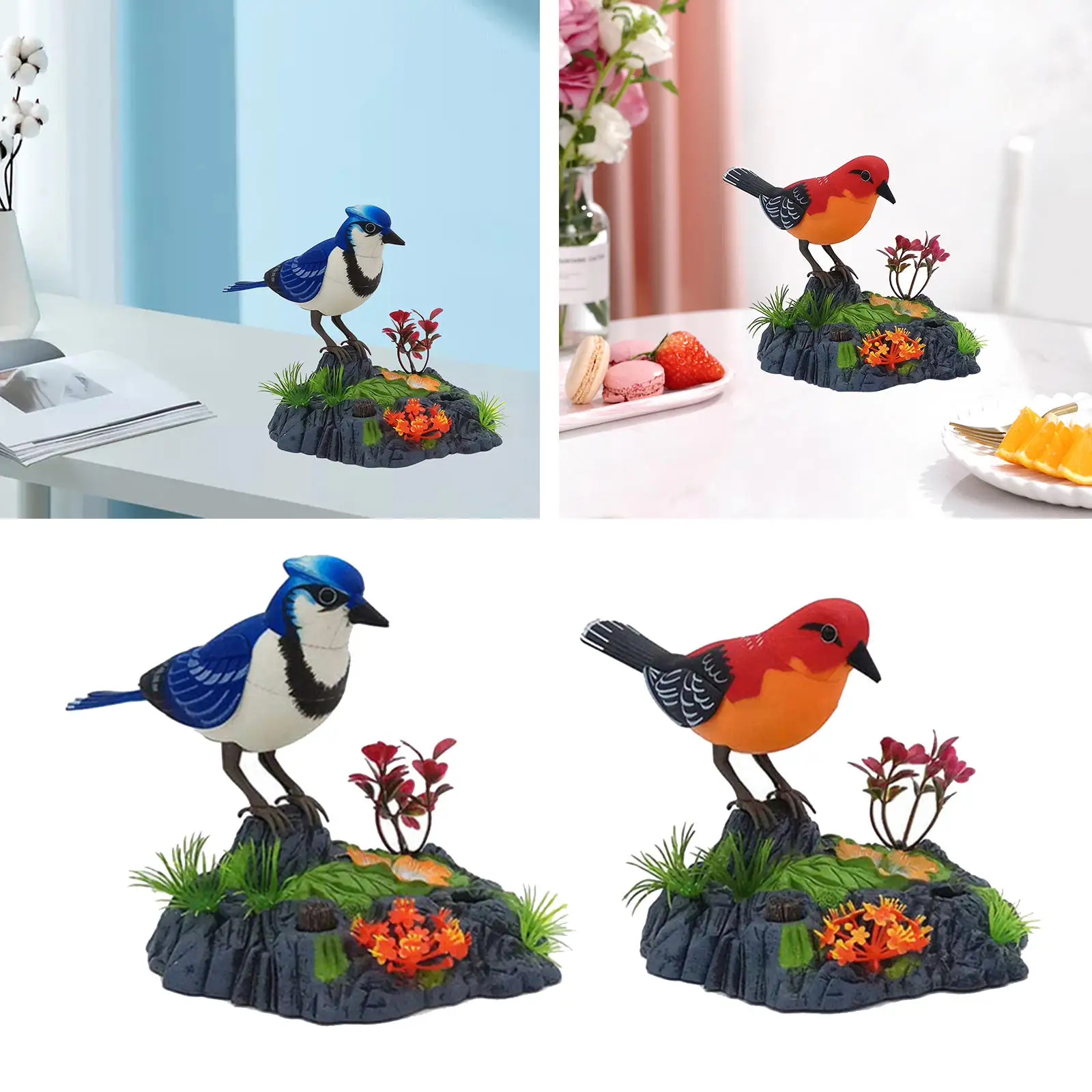Plastic Bird Toys with Voice Control Moving, Chirping, Bird Festival, Perfect for Home, Bedroom, Decoration, Education,