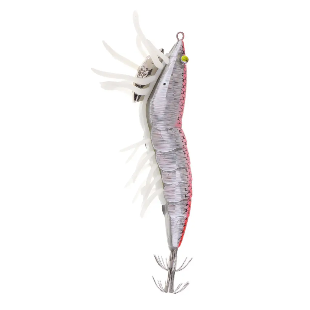 1 Piece Lifelike Shrimp Prawn Fishing Lure Squid Jigging Artificial Bait 3D Noctilucent Lure 11.5 cm/4.5 inch
