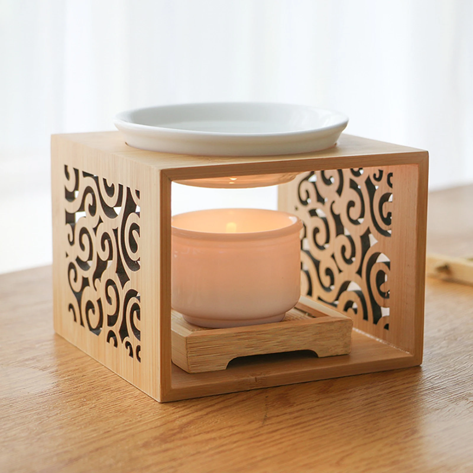 Ceramic Tealight Candle Holder Aromatherapy Oil Burner,Essential Oil Incense Aroma Diffuser Furnace Home Living Room Yoga Decor