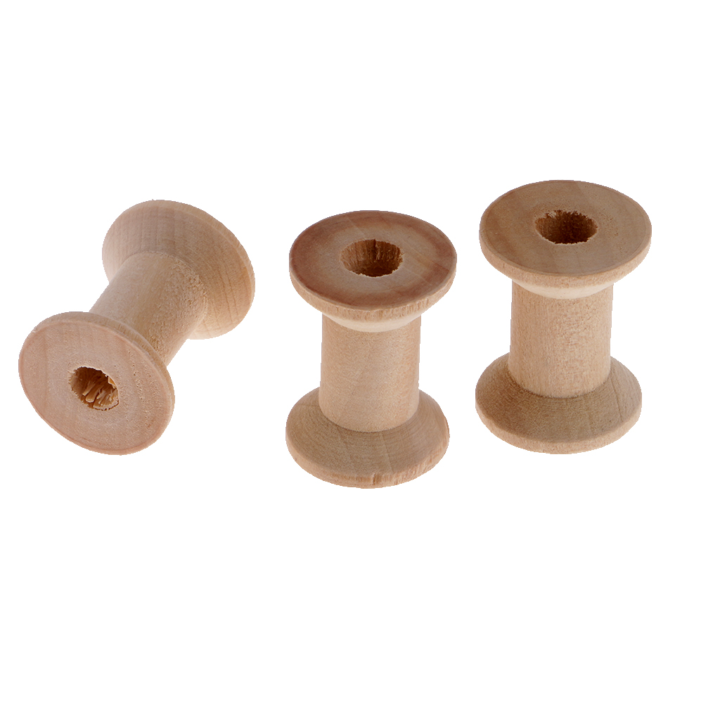 fityle 10 Pieces Natural Wooden Empty Thread Spools Sewing Bobbins Tools 28x21mm