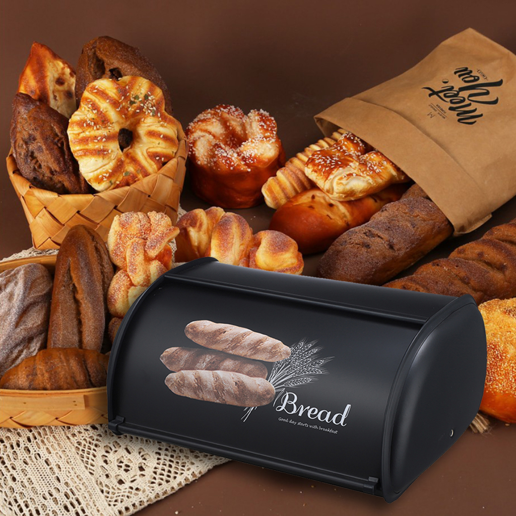 Vintage Storage Box Large Capacity Stainless Steel Bread Box Holder Bin Container Kitchen Storage Organizer