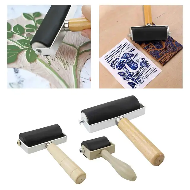 Wholesale New 4-20cm Professional Rubber Brayer Printmaking Ink Roller  Painting Brush With Anti-Skid Plastic Handle Etching Tool - AliExpress