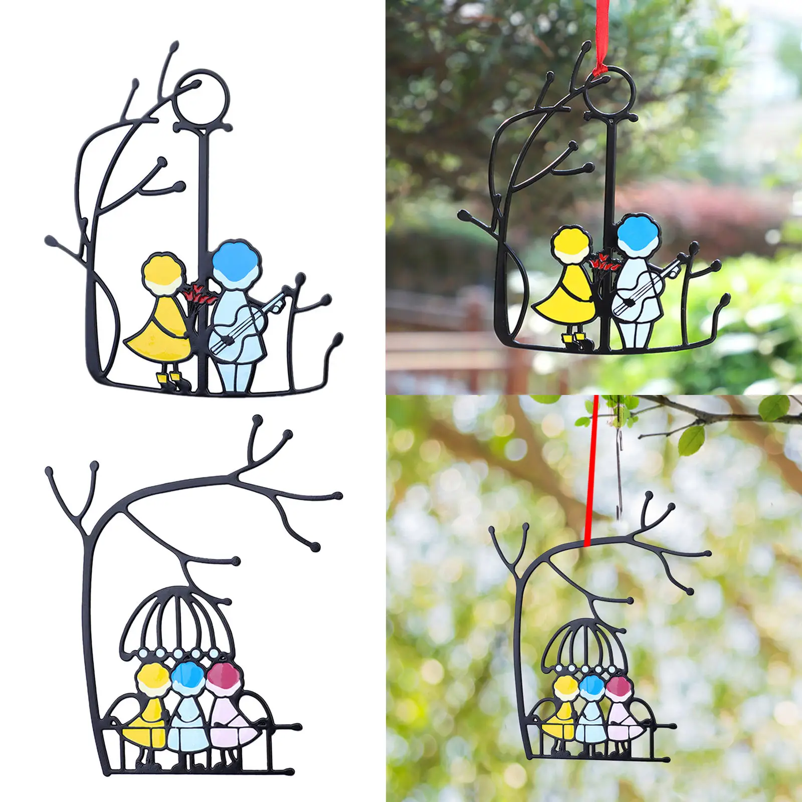 Colorful Cute Stained Glass  Outdoor Garden Decor Pendant Ornament for Garden Outdoor Home Kids Room Window