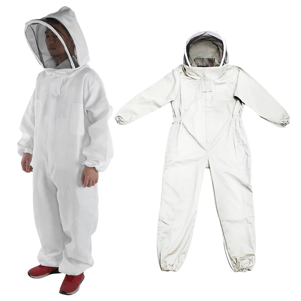Professional Beekeeper Suit Bee Keeping All Body Hooded Beekeeping Coat New Professional Beginner Beekeepers Suit Veil Hood