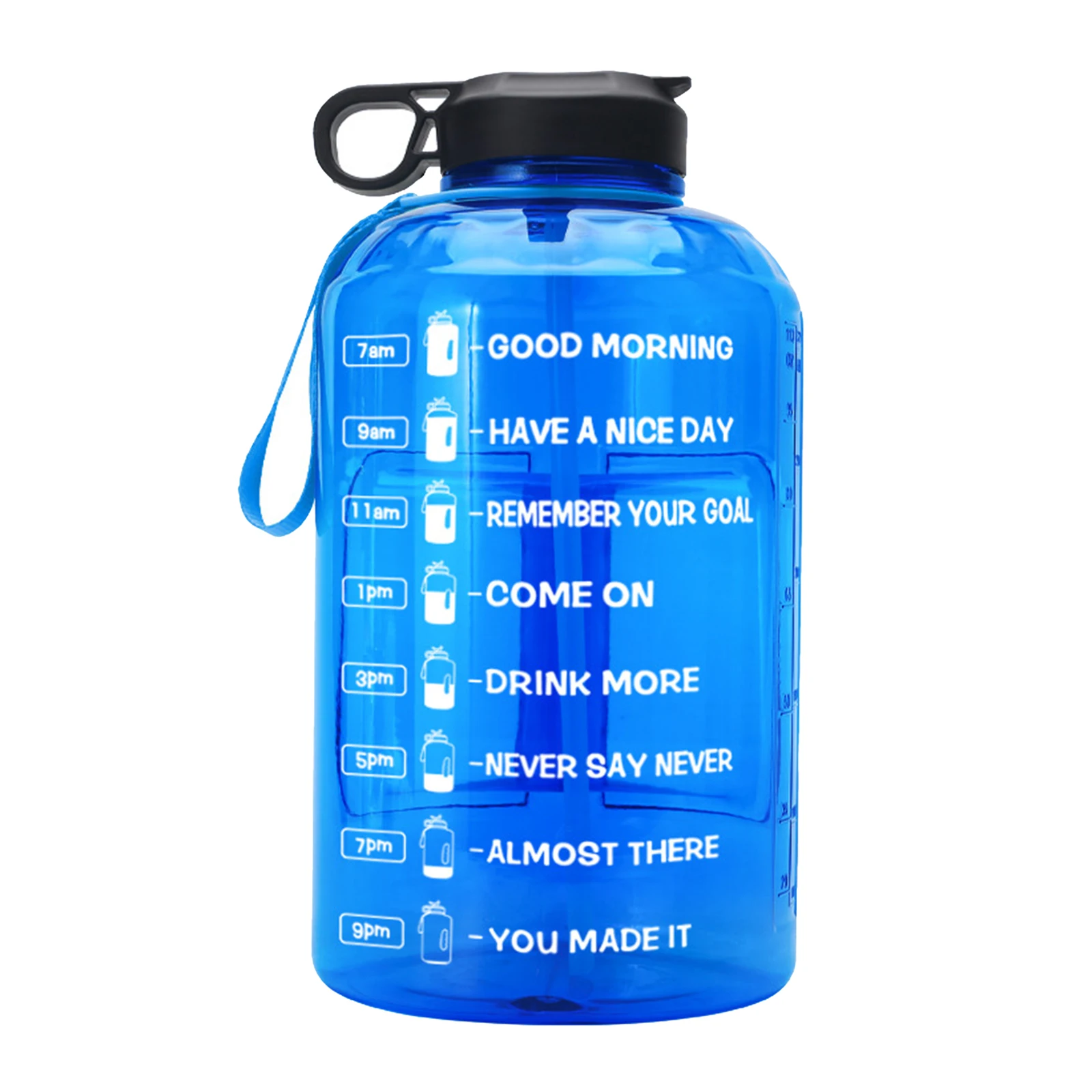 1 Gallon Water Bottle Fitness Workout with Time Marker Drink Large Capacity Drinking Bottles for Oudoor Summer Gym Exercise