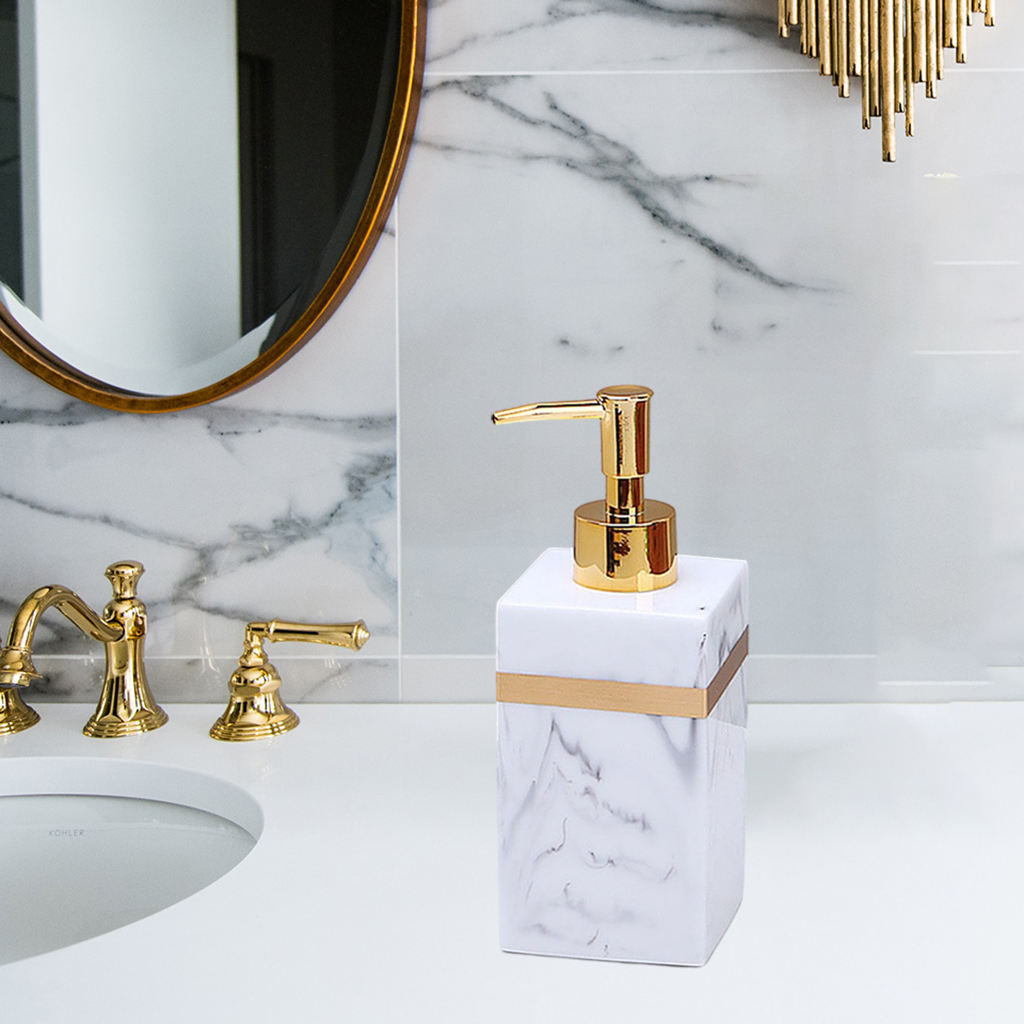 Empty Liquid Resin Soap Dispenser Reusable Manual Lotion Pump Bottle for Tabletop Wash Room Bathroom Shampoo Lotion Hand Soap