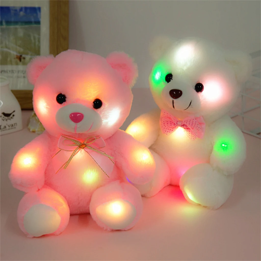 Adorable Night Light Bear Glowing Stuffed Animal Plush Toys Kids Bedtime Companion, 25cm