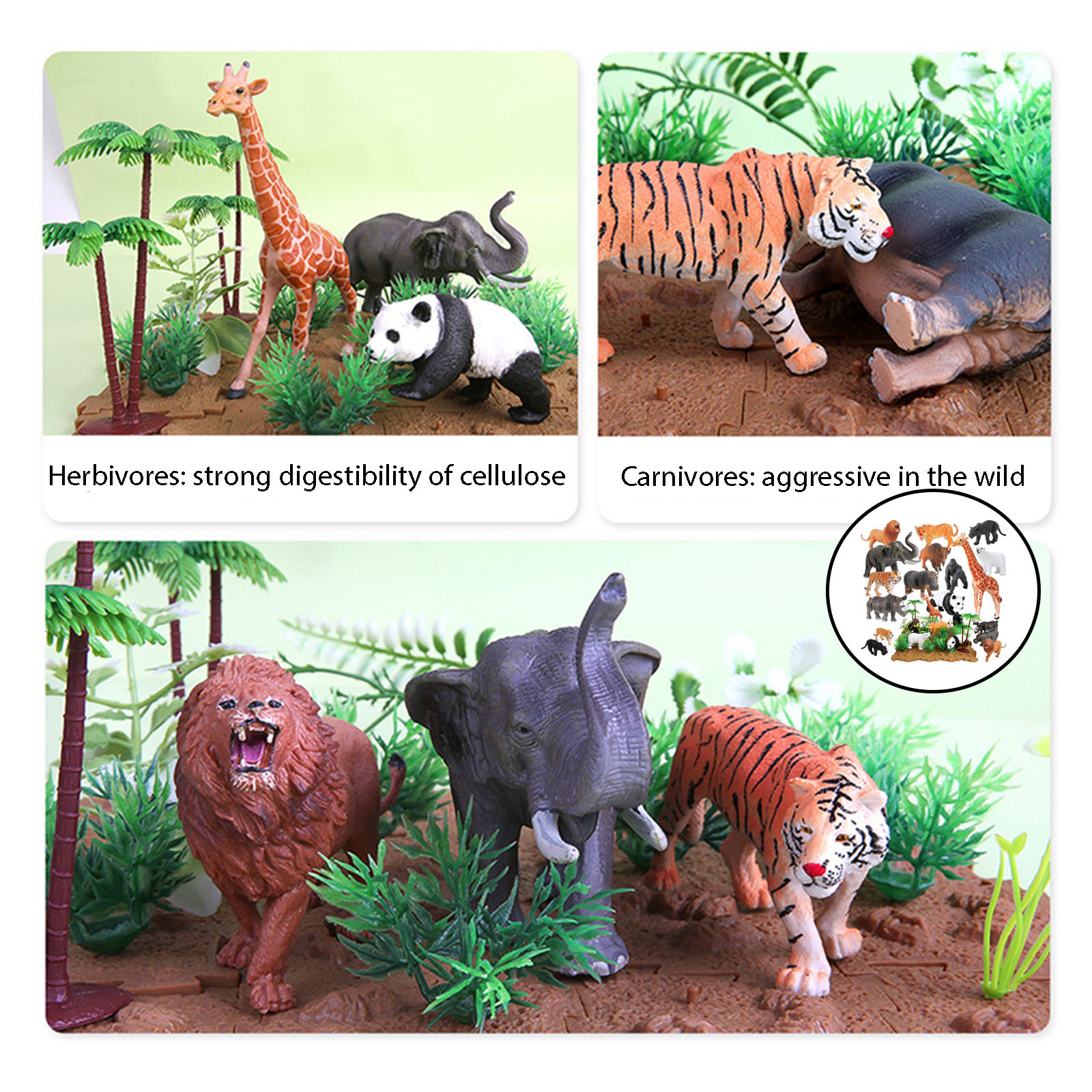 Small Animal Toys 44 Pieces Figurines Elephant Wildlife Model Animals for Christmas