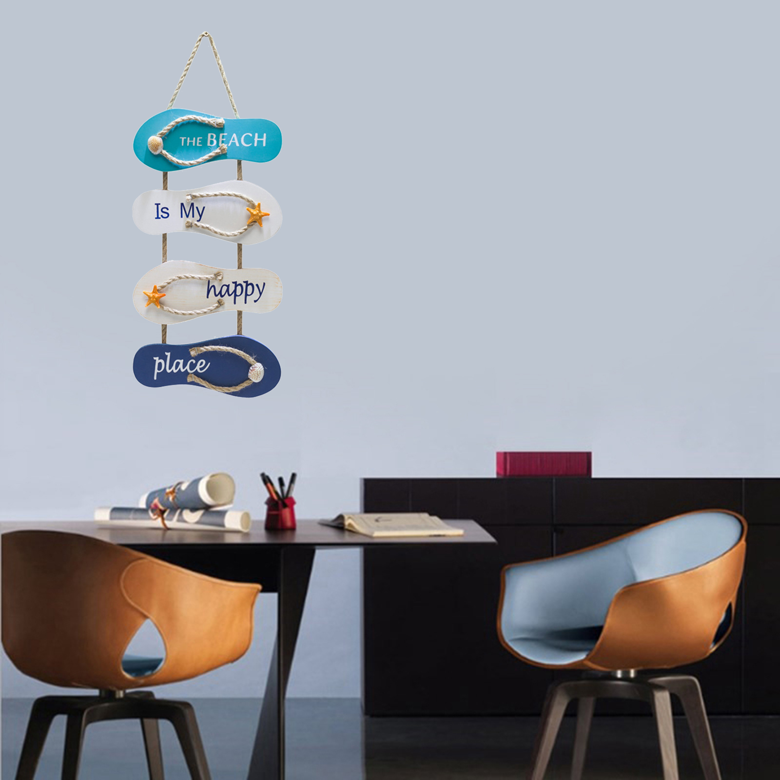 Wall Plaque Wooden Hanging Door Porch Decorative 22x53cm Seaside Bar Wall Sign Picture Wall Craft Ornament with Hanging Rope