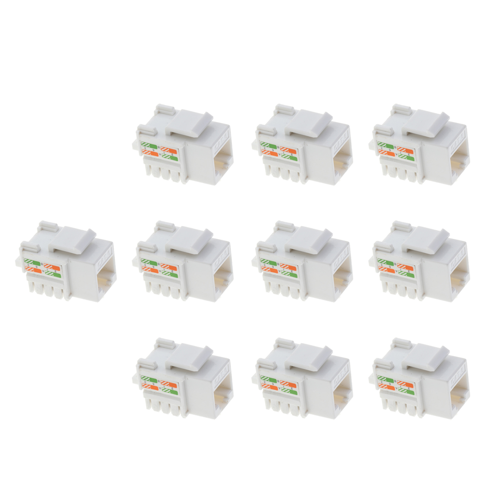 RJ45 Cat6 Keystone  Ethernet Punch Down Cat6 Network Module Adapter - 10 pack