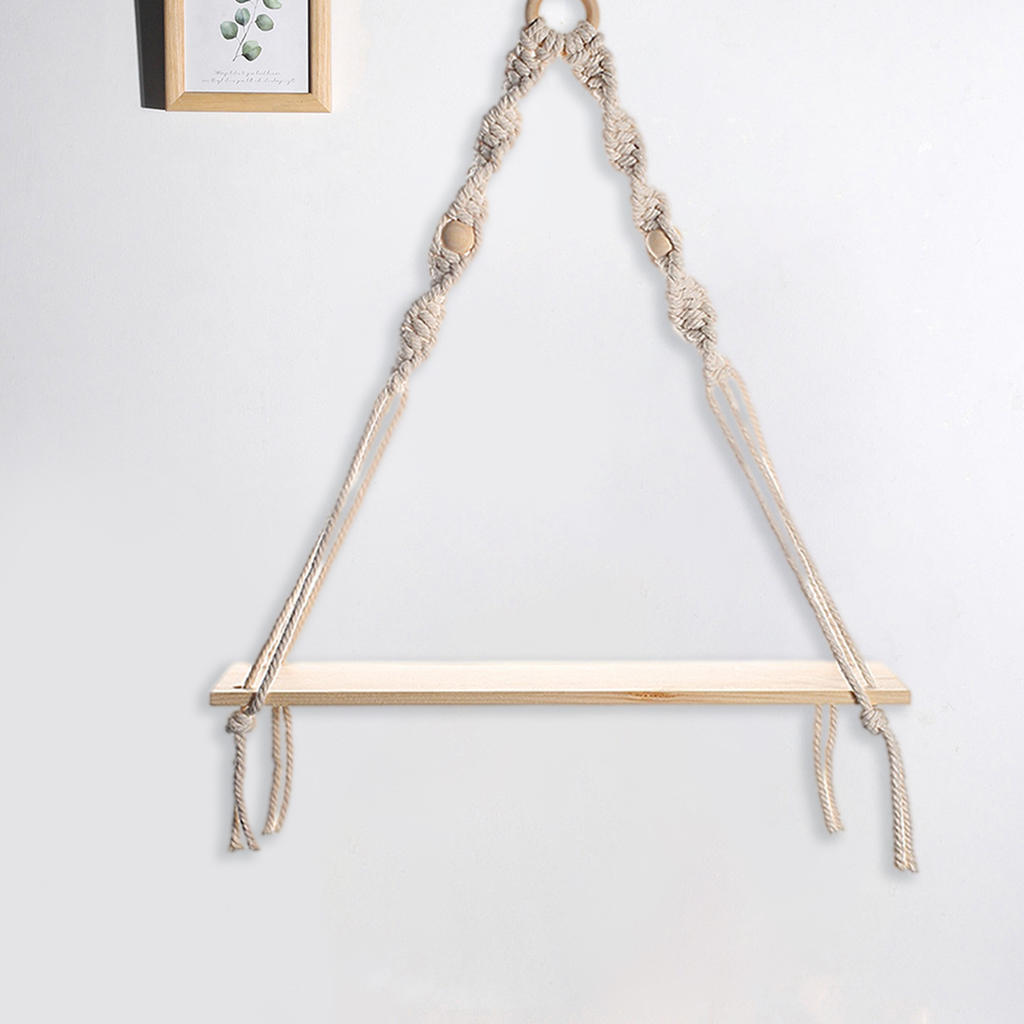 Macrame Wall Hanging Shelf Tassel Decor Woven Wall Hanging Board Shelves for Home Bedroom Living Room Cake Stand
