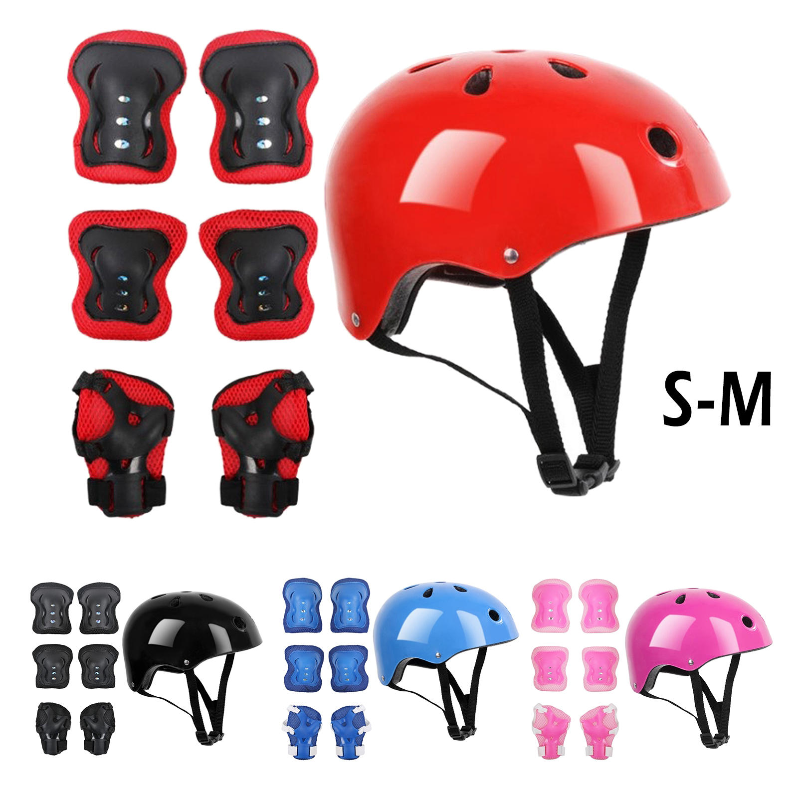Kids Sport Protective Gear Set Elbow Knee Wrist Pads and Helmet for Bicycle Girls Boys Cycling Riding Scooter Skating